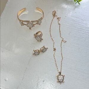 Turtle Gold and White Jewelry Set